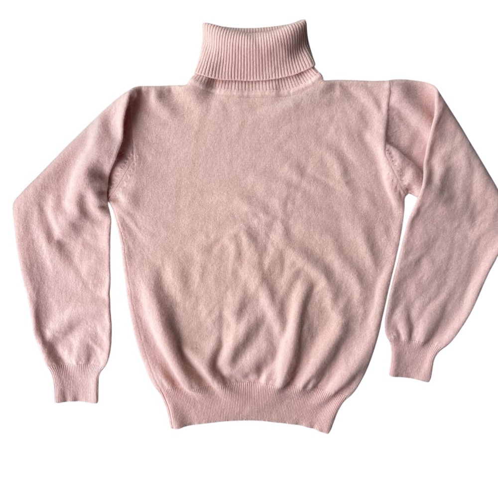 Vintage Claude Vernet Women’s Blush 100% Cashmere Turtleneck Sweater Size S